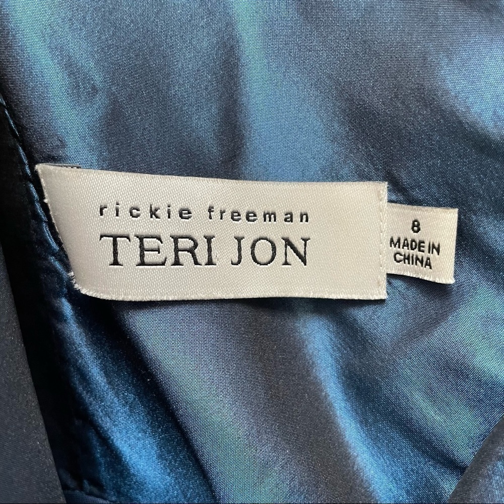 Rickie Freeman for Teri Jon Silk Dress Size 8 Floral Applique Empire Waist - Picture 6 of 11